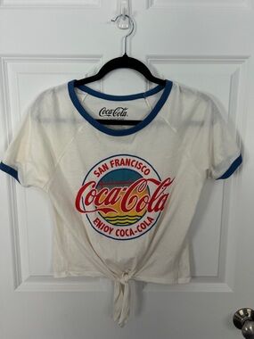 Coca-Cola White Tee with Blue Trim